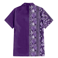 Hawaiian Tribal Elements Hibiscus Family Matching Mermaid Dress and Hawaiian Shirt Purple Pattern LT9 - Polynesian Pride