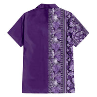 Hawaiian Tribal Elements Hibiscus Family Matching Off Shoulder Maxi Dress and Hawaiian Shirt Purple Pattern LT9 - Polynesian Pride