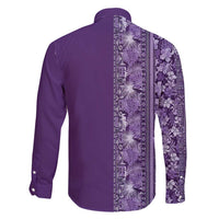 Hawaiian Tribal Elements Hibiscus Family Matching Off Shoulder Maxi Dress and Hawaiian Shirt Purple Pattern LT9 - Polynesian Pride