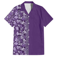 Hawaiian Tribal Elements Hibiscus Family Matching Summer Maxi Dress and Hawaiian Shirt Purple Pattern LT9 Dad's Shirt - Short Sleeve Purple - Polynesian Pride