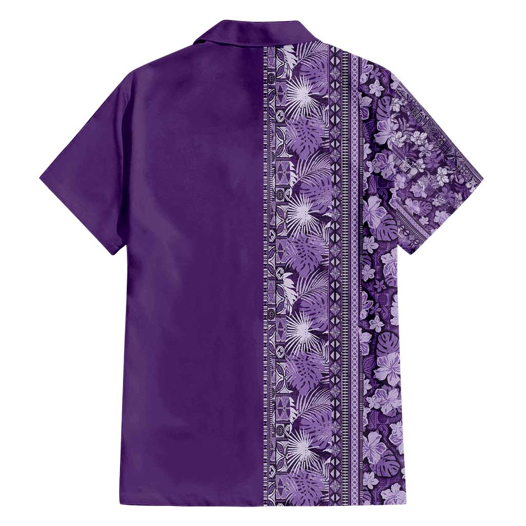Hawaiian Tribal Elements Hibiscus Family Matching Tank Maxi Dress and Hawaiian Shirt Purple Pattern LT9 - Polynesian Pride