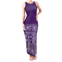 Hawaiian Tribal Elements Hibiscus Family Matching Tank Maxi Dress and Hawaiian Shirt Purple Pattern LT9 Mom's Dress Purple - Polynesian Pride