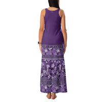 Hawaiian Tribal Elements Hibiscus Family Matching Tank Maxi Dress and Hawaiian Shirt Purple Pattern LT9 - Polynesian Pride