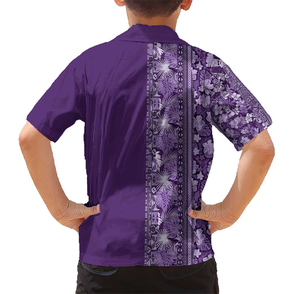 Hawaiian Tribal Elements Hibiscus Hawaiian Shirt Purple Pattern - Polynesian Pride