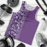 Hawaiian Tribal Elements Hibiscus Men Tank Top Purple Pattern - Polynesian Pride