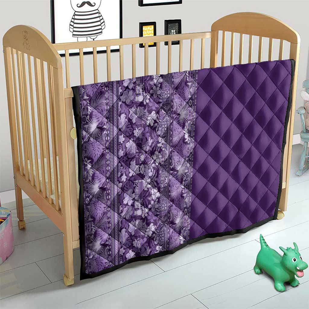 Hawaiian Tribal Elements Hibiscus Quilt Purple Pattern - Polynesian Pride