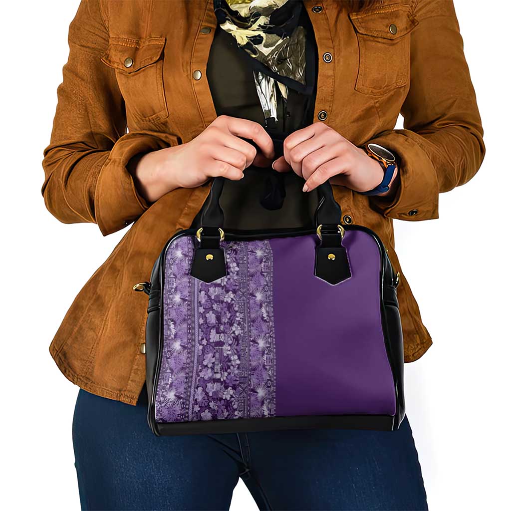 Hawaiian Tribal Elements Hibiscus Shoulder Handbag Purple Pattern - Polynesian Pride