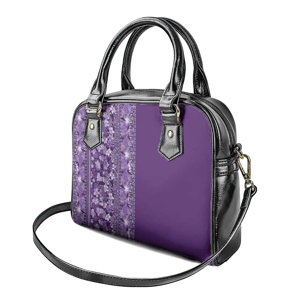 Hawaiian Tribal Elements Hibiscus Shoulder Handbag Purple Pattern - Polynesian Pride