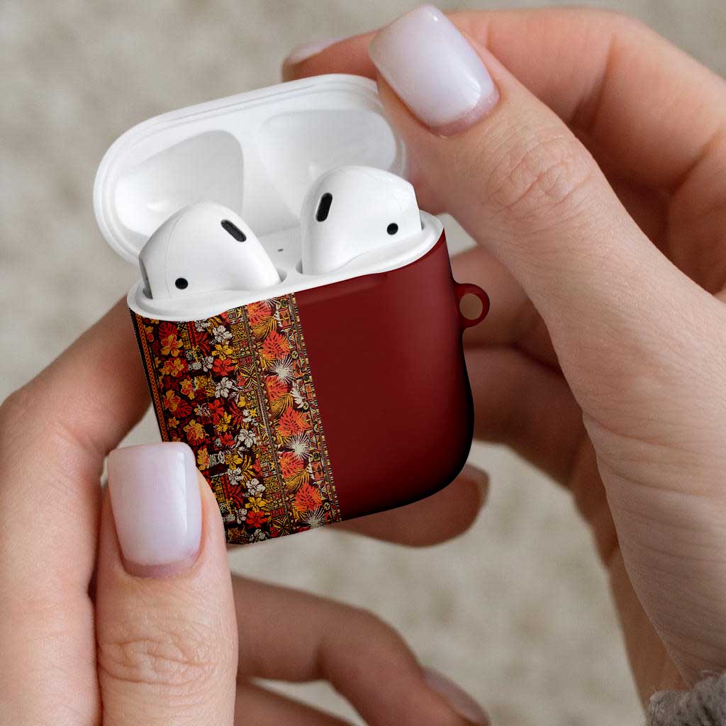 Hawaiian Tribal Elements Hibiscus AirPods Case Red Pattern - Polynesian Pride
