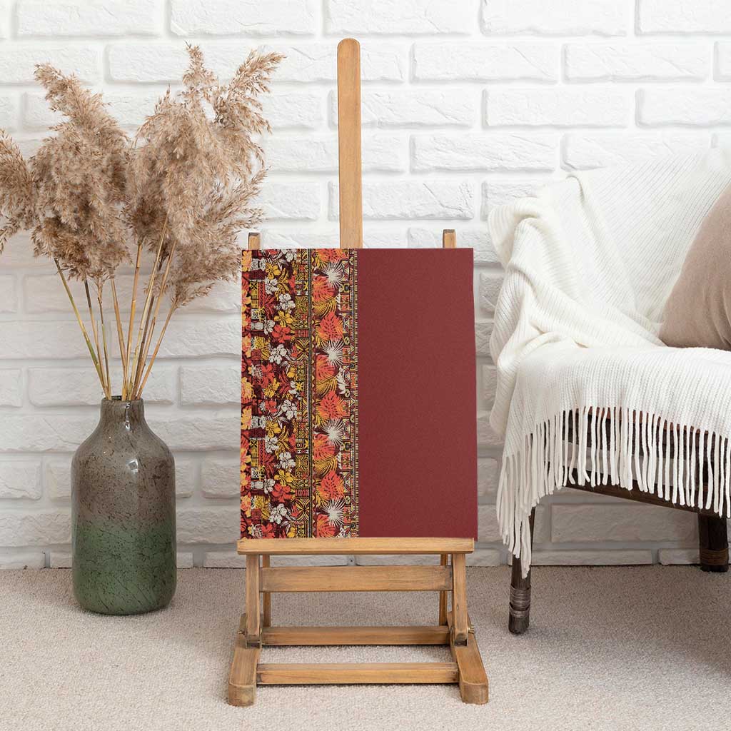 Hawaiian Tribal Elements Hibiscus Canvas Wall Art Red Pattern - Polynesian Pride