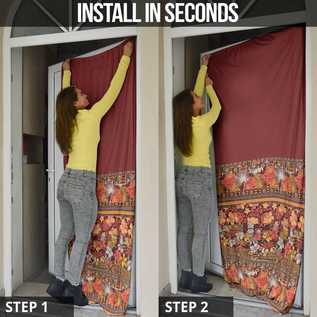 Hawaiian Tribal Elements Hibiscus Door Cover Red Pattern - Polynesian Pride