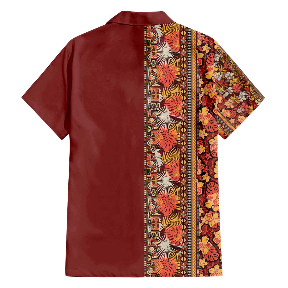 Hawaiian Tribal Elements Hibiscus Family Matching Off The Shoulder Long Sleeve Dress and Hawaiian Shirt Red Pattern LT9 - Polynesian Pride
