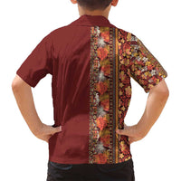 Hawaiian Tribal Elements Hibiscus Family Matching Off Shoulder Maxi Dress and Hawaiian Shirt Red Pattern - Polynesian Pride