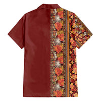 Hawaiian Tribal Elements Hibiscus Family Matching Short Sleeve Bodycon Dress and Hawaiian Shirt Red Pattern LT9 - Polynesian Pride