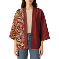 Hawaiian Tribal Elements Hibiscus Kimono Red Pattern - Polynesian Pride