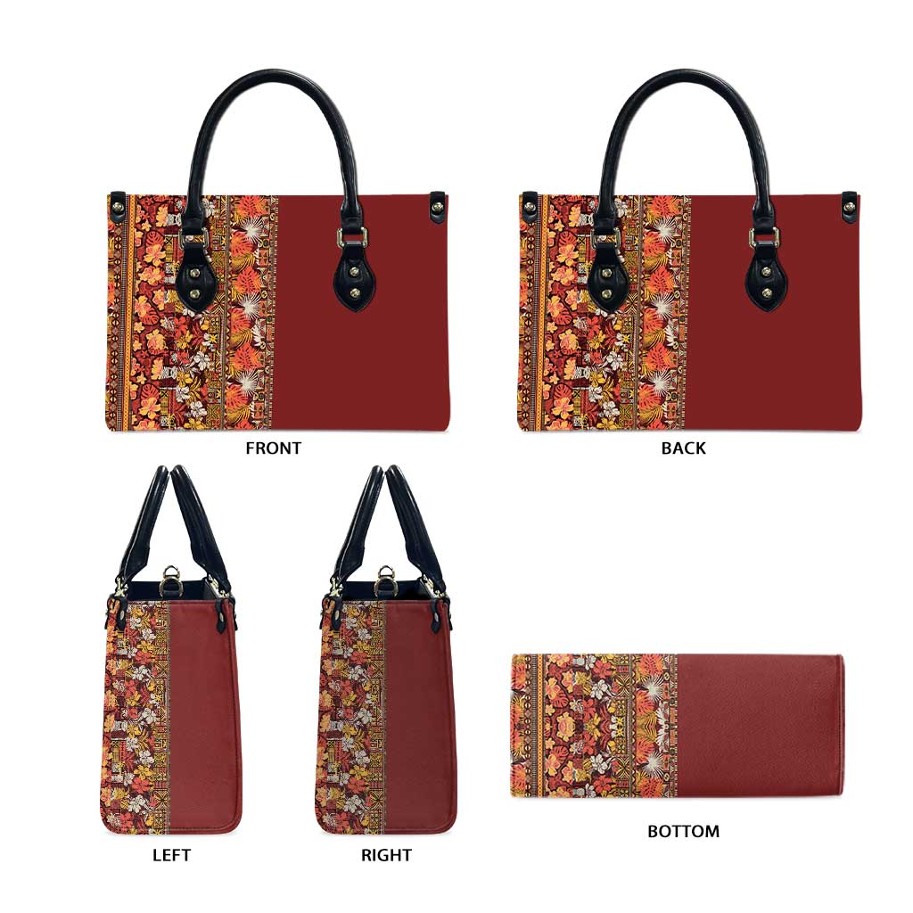 Hawaiian Tribal Elements Hibiscus Leather Bag Red Pattern - Polynesian Pride