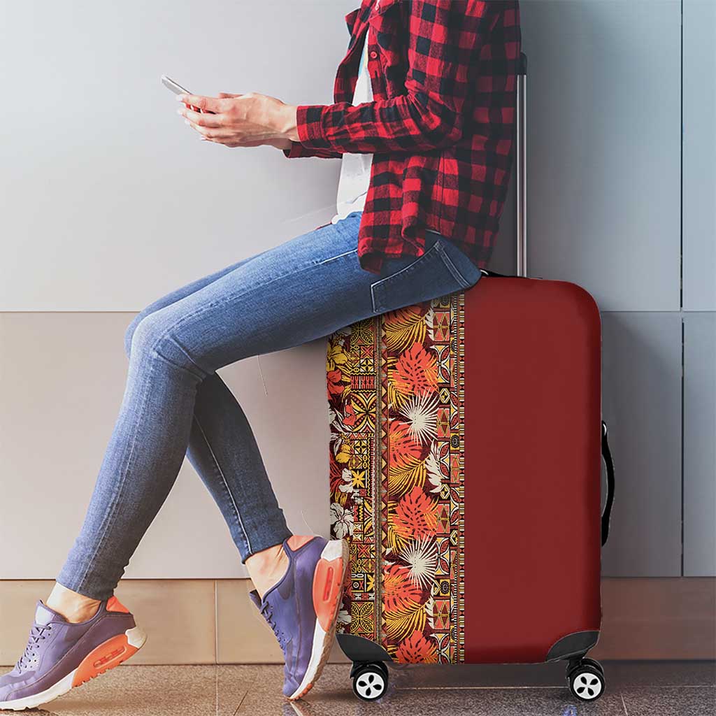 Hawaiian Tribal Elements Hibiscus Luggage Cover Red Pattern - Polynesian Pride
