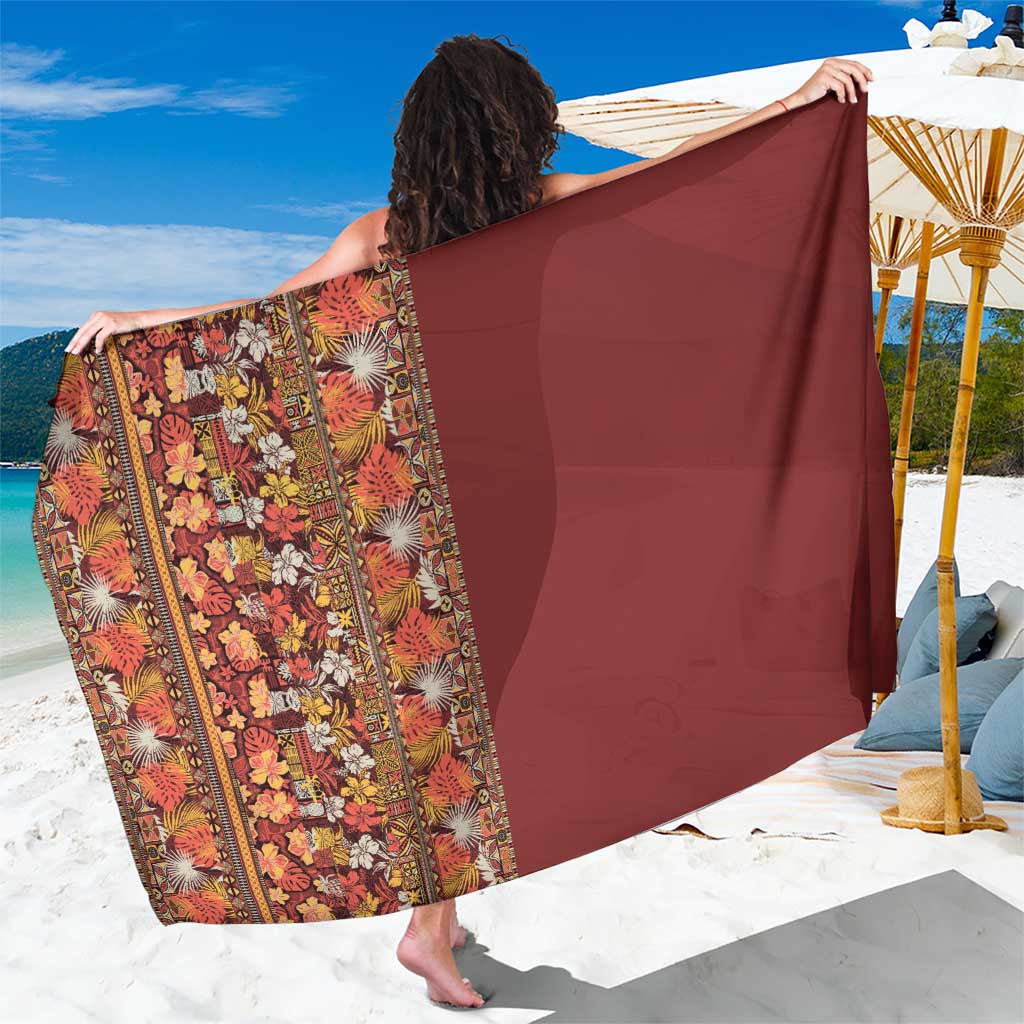Hawaiian Tribal Elements Hibiscus Sarong Red Pattern - Polynesian Pride