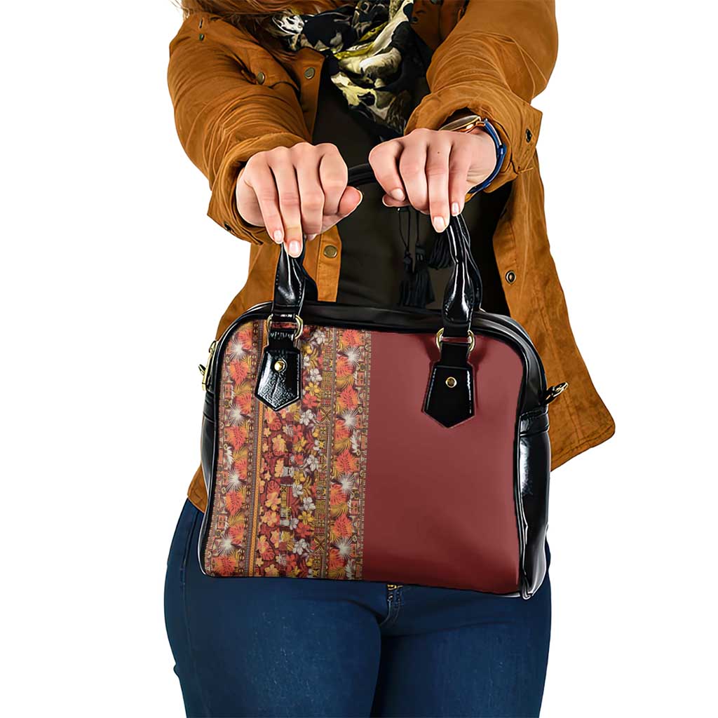 Hawaiian Tribal Elements Hibiscus Shoulder Handbag Red Pattern - Polynesian Pride