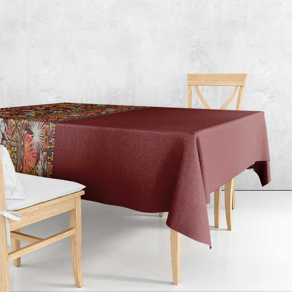 Hawaiian Tribal Elements Hibiscus Tablecloth Red Pattern - Polynesian Pride