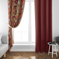 Hawaiian Tribal Elements Hibiscus Window Curtain Red Pattern - Polynesian Pride