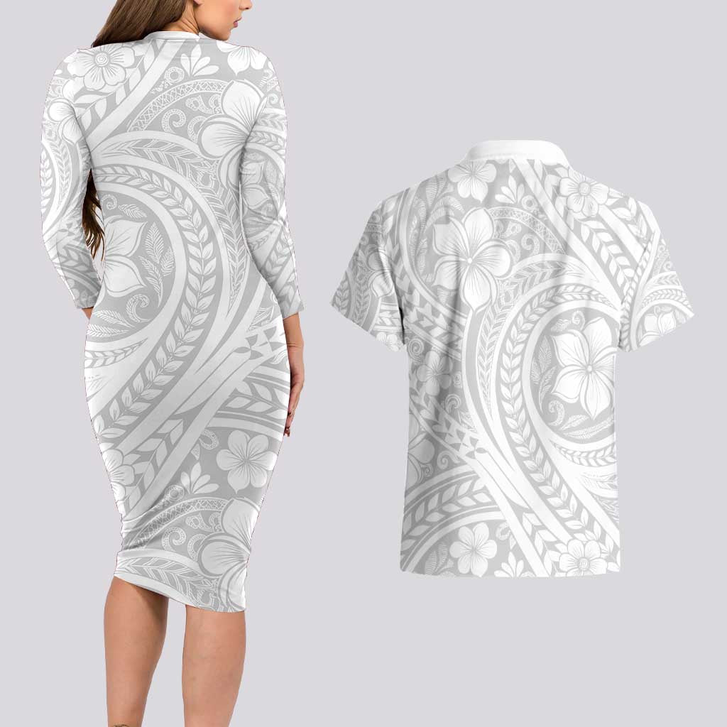 Lotu Tamaiti Samoan Polynesian Tribal Couples Matching Long Sleeve Bodycon Dress and Hawaiian Shirt LT9 - Polynesian Pride