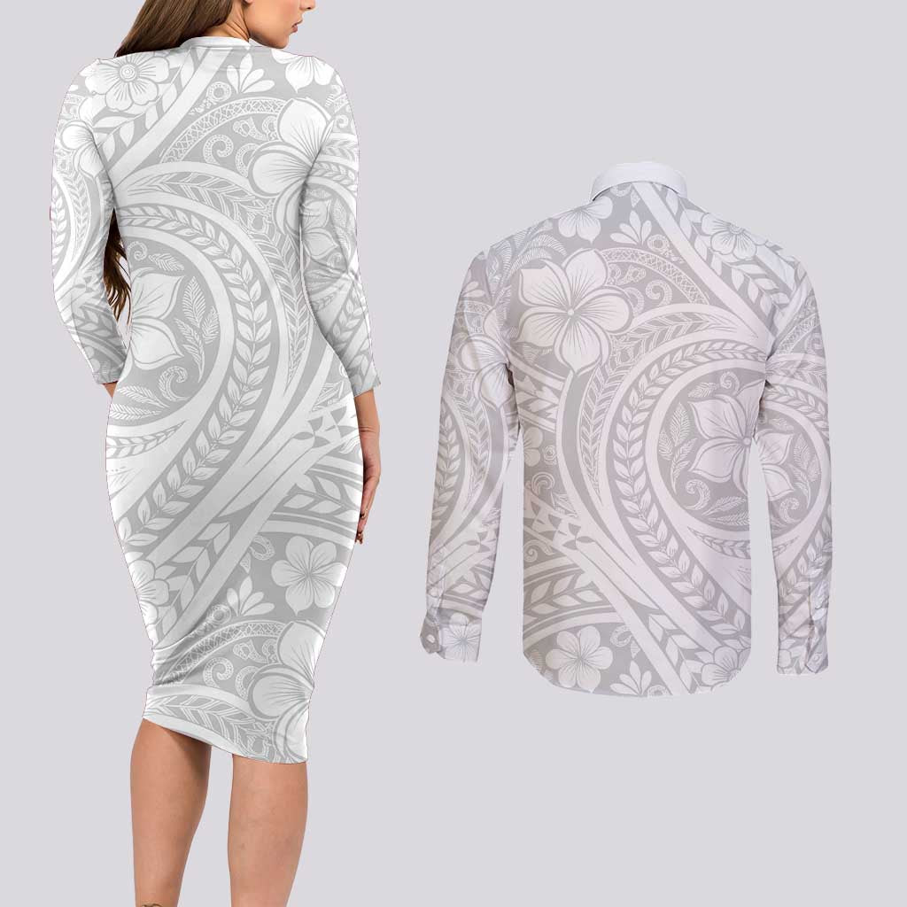 Lotu Tamaiti Samoan Polynesian Tribal Couples Matching Long Sleeve Bodycon Dress and Long Sleeve Button Shirt LT9 - Polynesian Pride