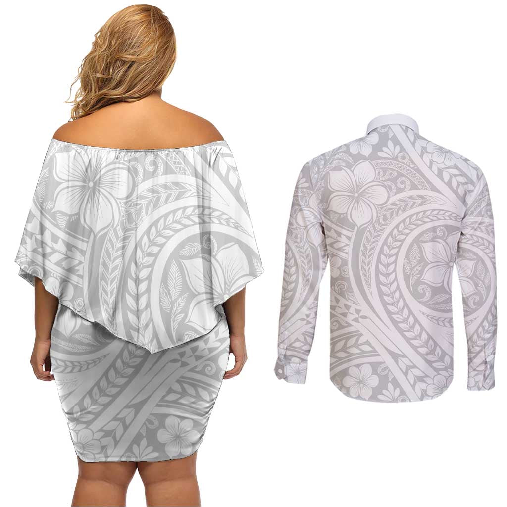 Lotu Tamaiti Samoan Polynesian Tribal Couples Matching Off Shoulder Short Dress and Long Sleeve Button Shirt LT9 - Polynesian Pride