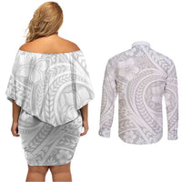 Lotu Tamaiti Samoan Polynesian Tribal Couples Matching Off Shoulder Short Dress and Long Sleeve Button Shirt LT9 - Polynesian Pride
