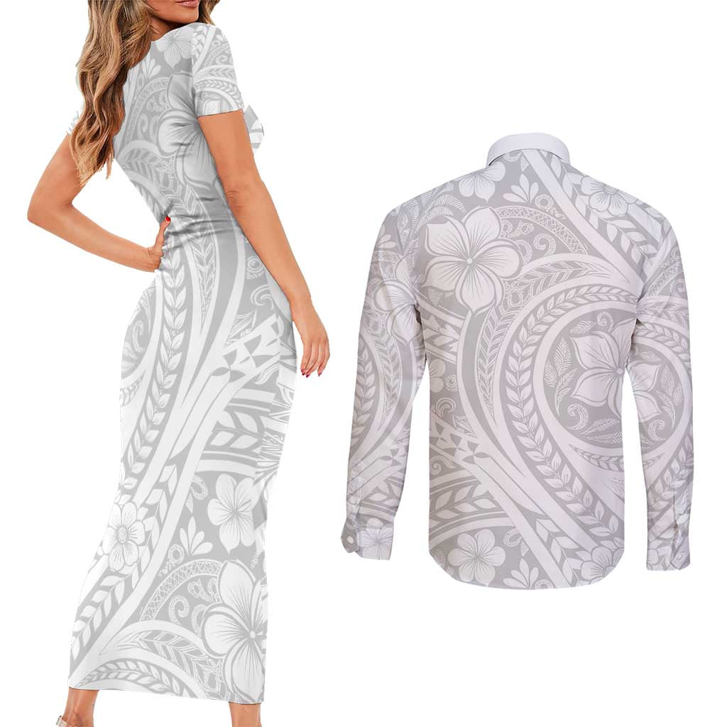 Lotu Tamaiti Samoan Polynesian Tribal Couples Matching Short Sleeve Bodycon Dress and Long Sleeve Button Shirt LT9 - Polynesian Pride