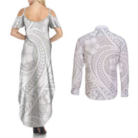 Lotu Tamaiti Samoan Polynesian Tribal Couples Matching Summer Maxi Dress and Long Sleeve Button Shirt LT9 - Polynesian Pride