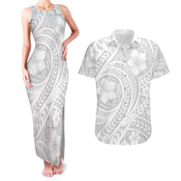Lotu Tamaiti Samoan Polynesian Tribal Couples Matching Tank Maxi Dress and Hawaiian Shirt LT9 White - Polynesian Pride