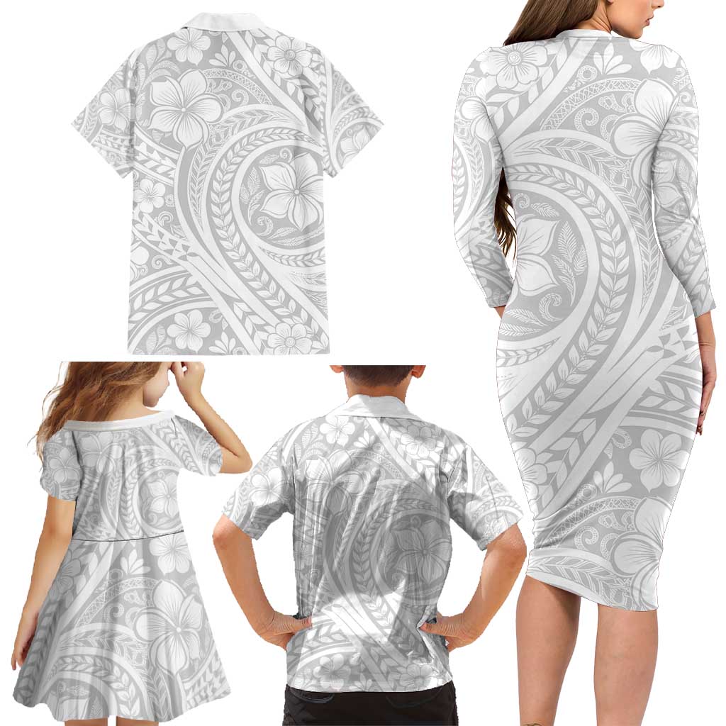 Lotu Tamaiti Samoan Polynesian Tribal Family Matching Long Sleeve Bodycon Dress and Hawaiian Shirt LT9 - Polynesian Pride