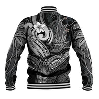 Polynesia Baseball Jacket Whale Tale and Polynesian Sunset Plumeria Black LT9 - Polynesian Pride