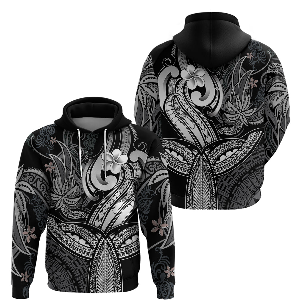 Polynesia Hoodie Whale Tale and Polynesian Sunset Plumeria Black LT9 - Polynesian Pride