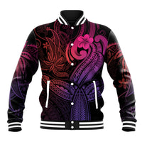 Polynesia Baseball Jacket Whale Tale and Polynesian Sunset Plumeria Pink LT9 Unisex Pink - Polynesian Pride