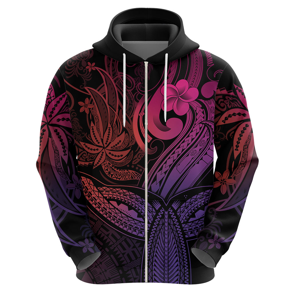 Polynesia Hoodie Whale Tale and Polynesian Sunset Plumeria Pink LT9 - Polynesian Pride
