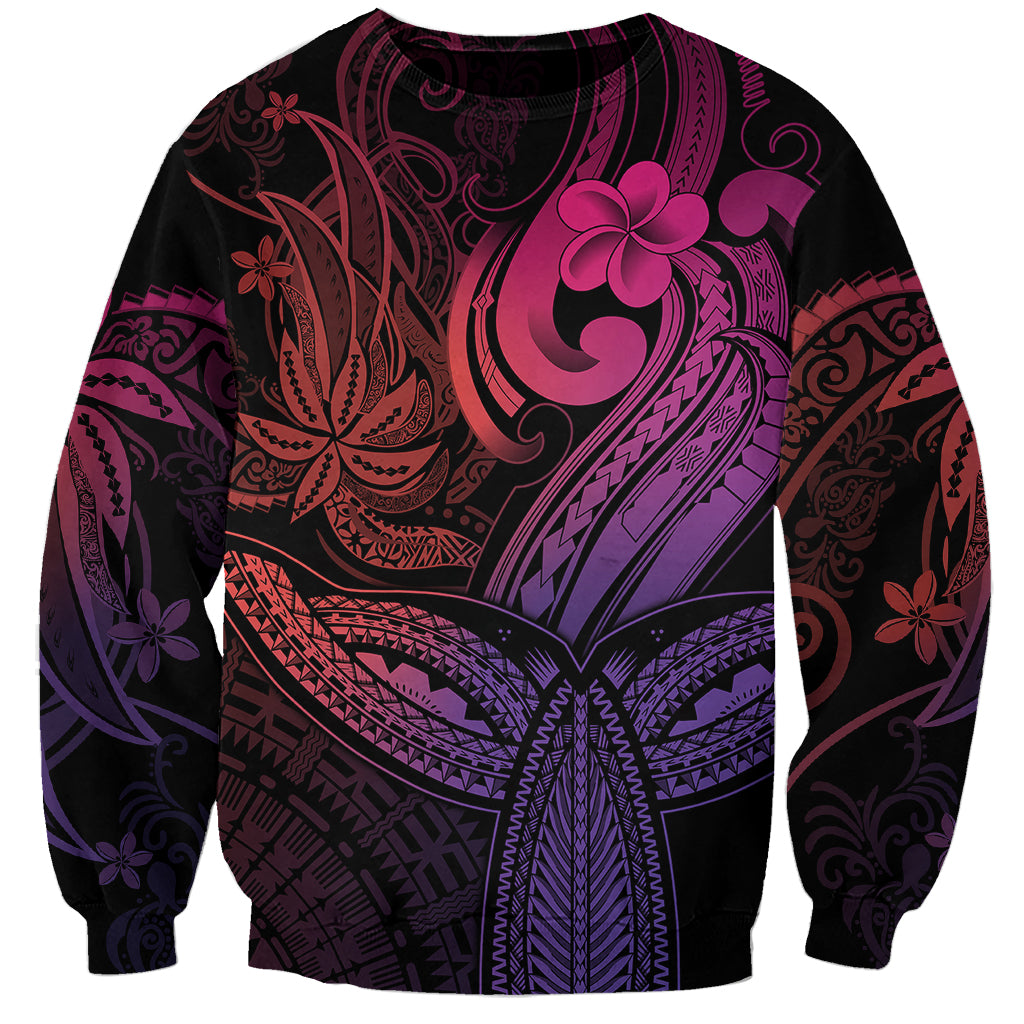 Polynesia Sweatshirt Whale Tale and Polynesian Sunset Plumeria Pink LT9 Unisex Pink - Polynesian Pride