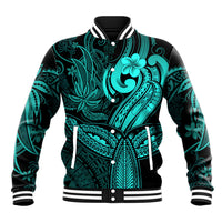 Polynesia Baseball Jacket Whale Tale and Polynesian Sunset Plumeria Turquoise LT9 Unisex Turquoise - Polynesian Pride