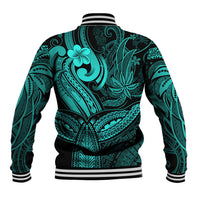 Polynesia Baseball Jacket Whale Tale and Polynesian Sunset Plumeria Turquoise LT9 - Polynesian Pride