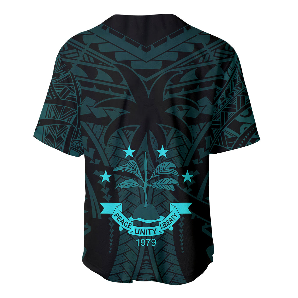 FSM Chuuk States Baseball Jersey Micronesia Vintage Polynesian Tribal Aqua Version LT9 - Polynesian Pride