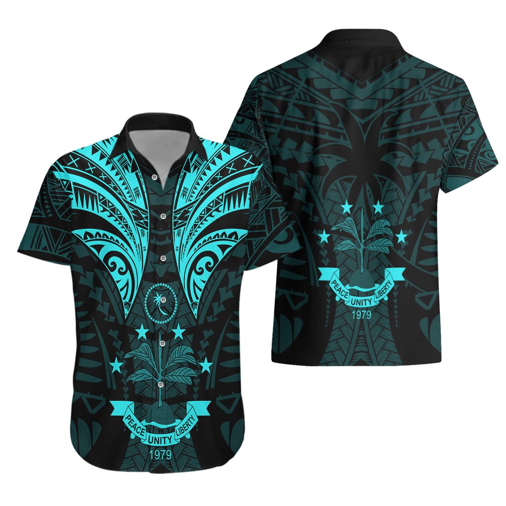 FSM Chuuk States Hawaiian Shirt Micronesia Vintage Polynesian Tribal Aqua Version LT9 - Polynesian Pride