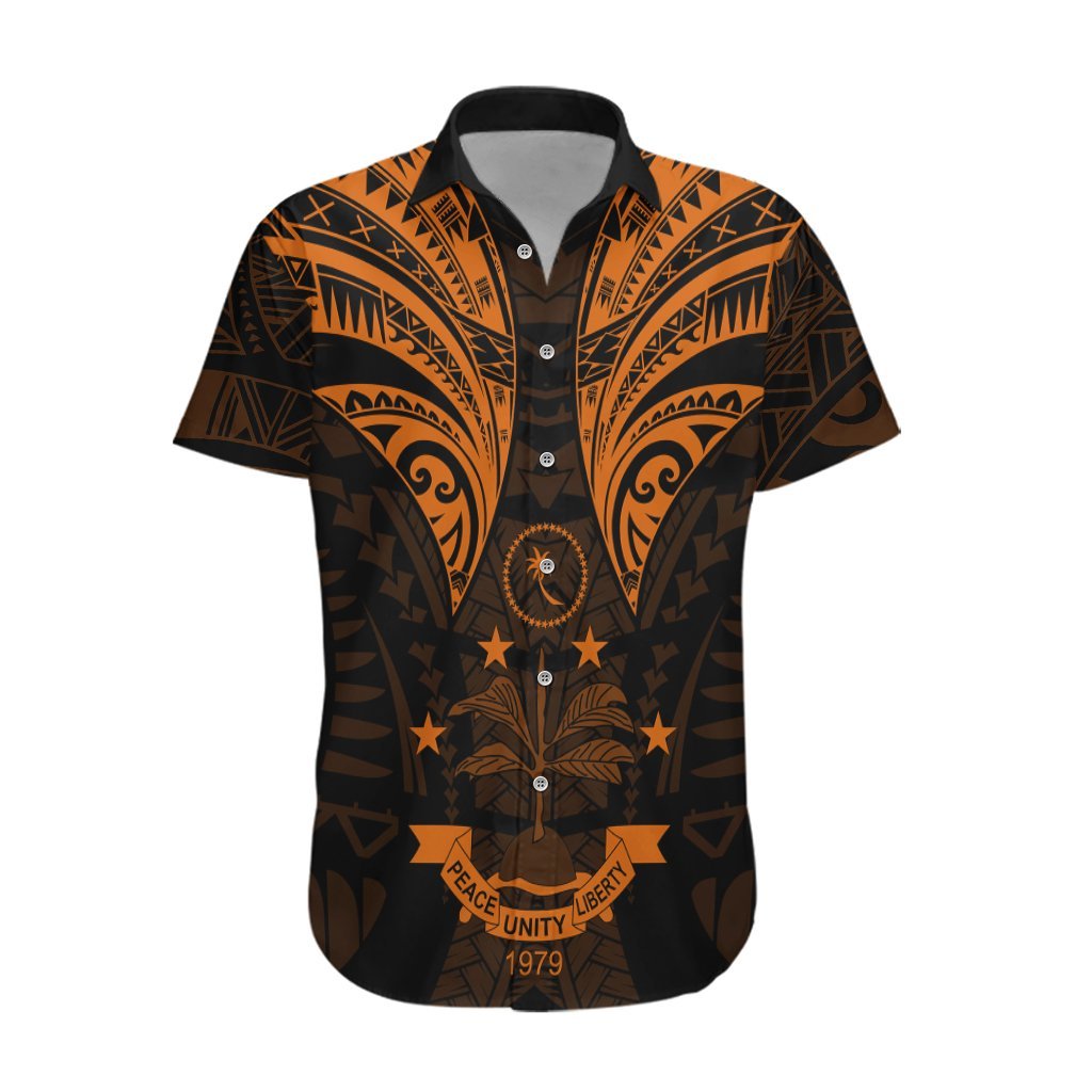 FSM Chuuk States Hawaiian Shirt Micronesia Vintage Polynesian Tribal Gold Version LT9 Gold - Polynesian Pride