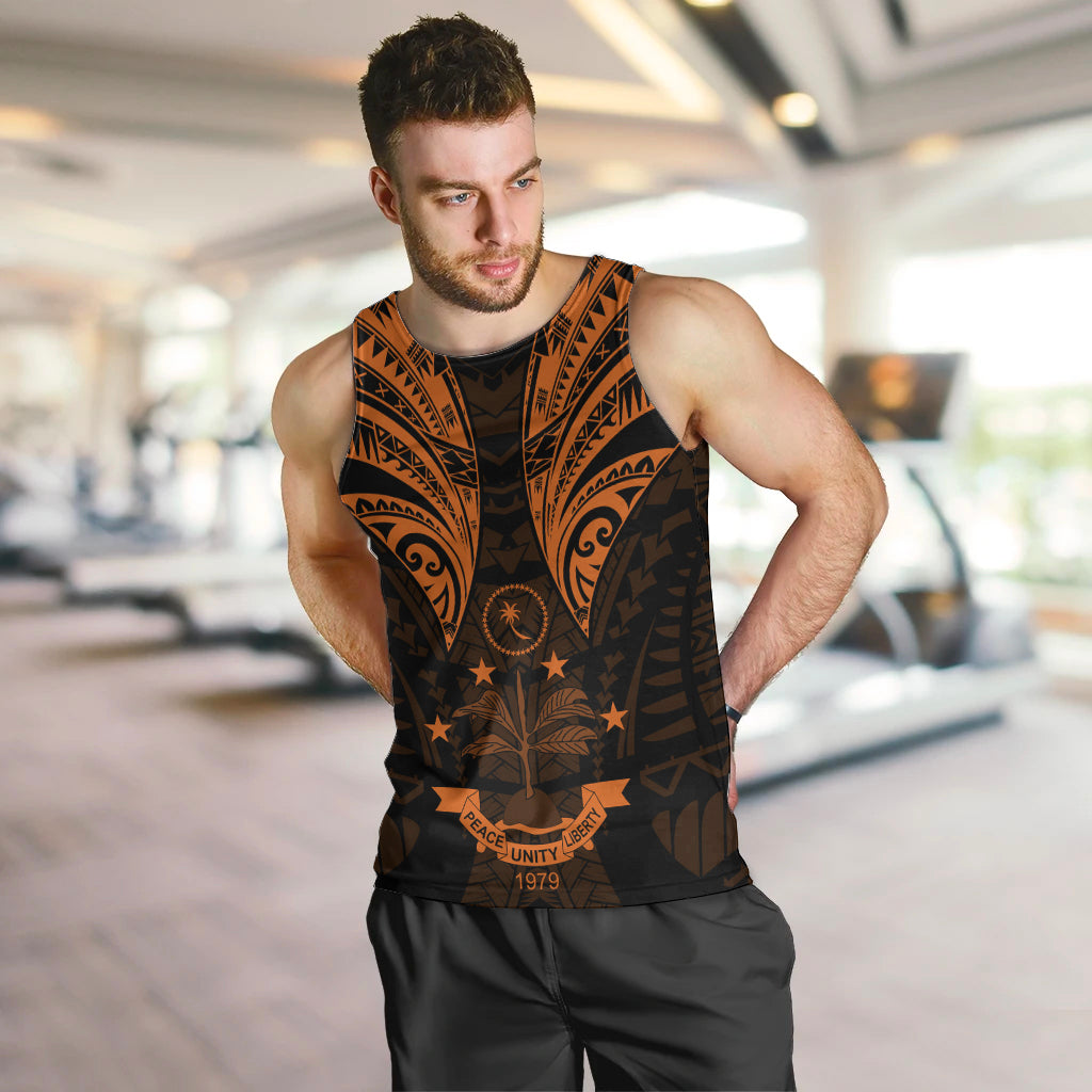 FSM Chuuk States Men Tank Top Micronesia Vintage Polynesian Tribal Gold Version LT9 - Polynesian Pride