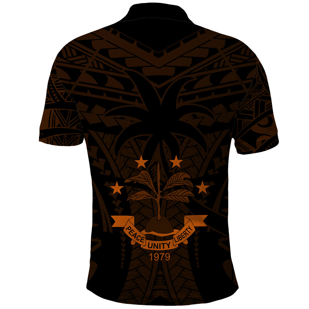 FSM Chuuk States Polo Shirt Micronesia Vintage Polynesian Tribal Gold Version LT9 - Polynesian Pride