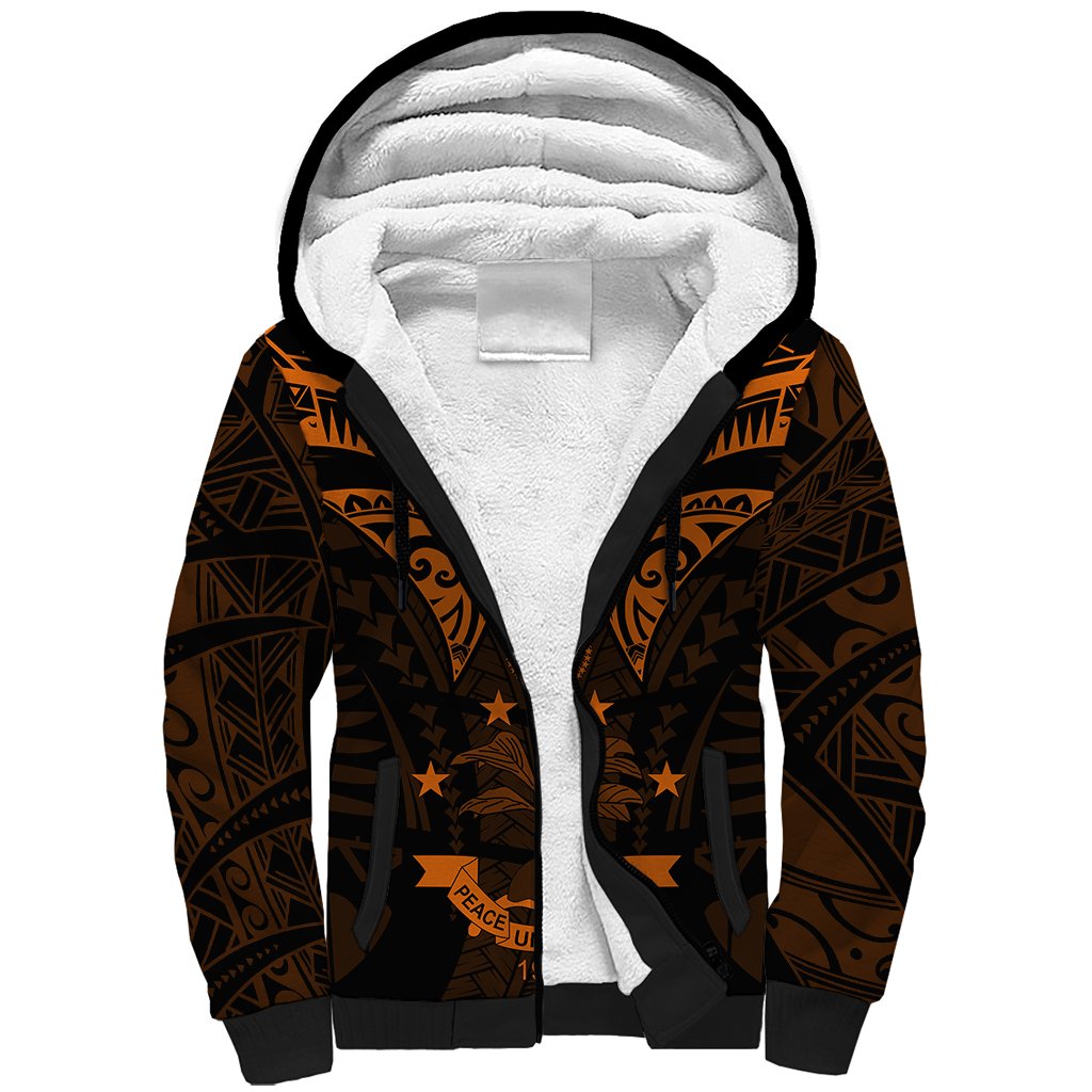 FSM Chuuk States Sherpa Hoodie Micronesia Vintage Polynesian Tribal Gold Version LT9 Unisex Gold - Polynesian Pride
