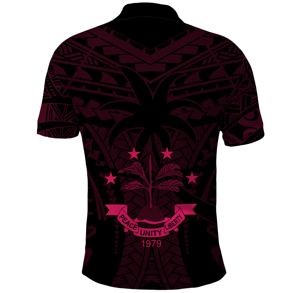 FSM Chuuk States Polo Shirt Micronesia Vintage Polynesian Tribal Pink Version LT9 - Polynesian Pride