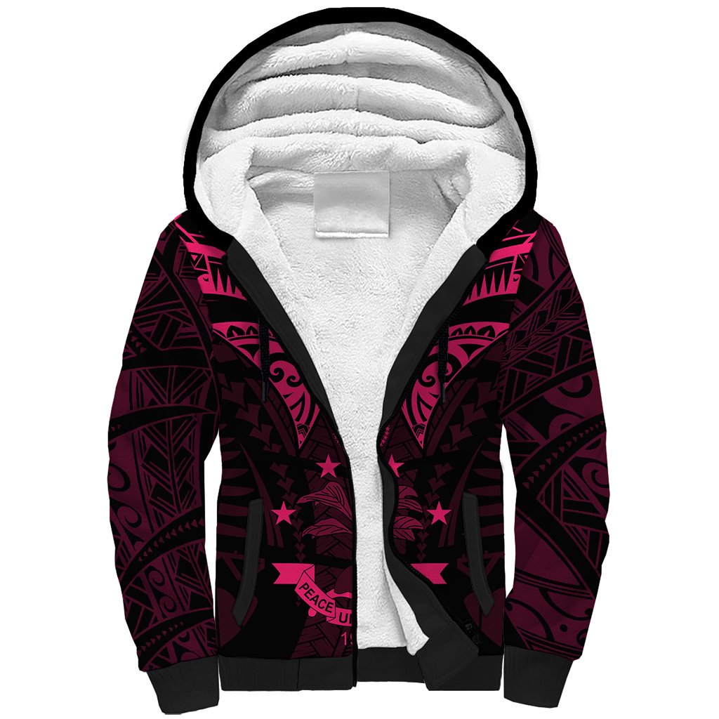 FSM Chuuk States Sherpa Hoodie Micronesia Vintage Polynesian Tribal Pink Version LT9 Unisex Pink - Polynesian Pride