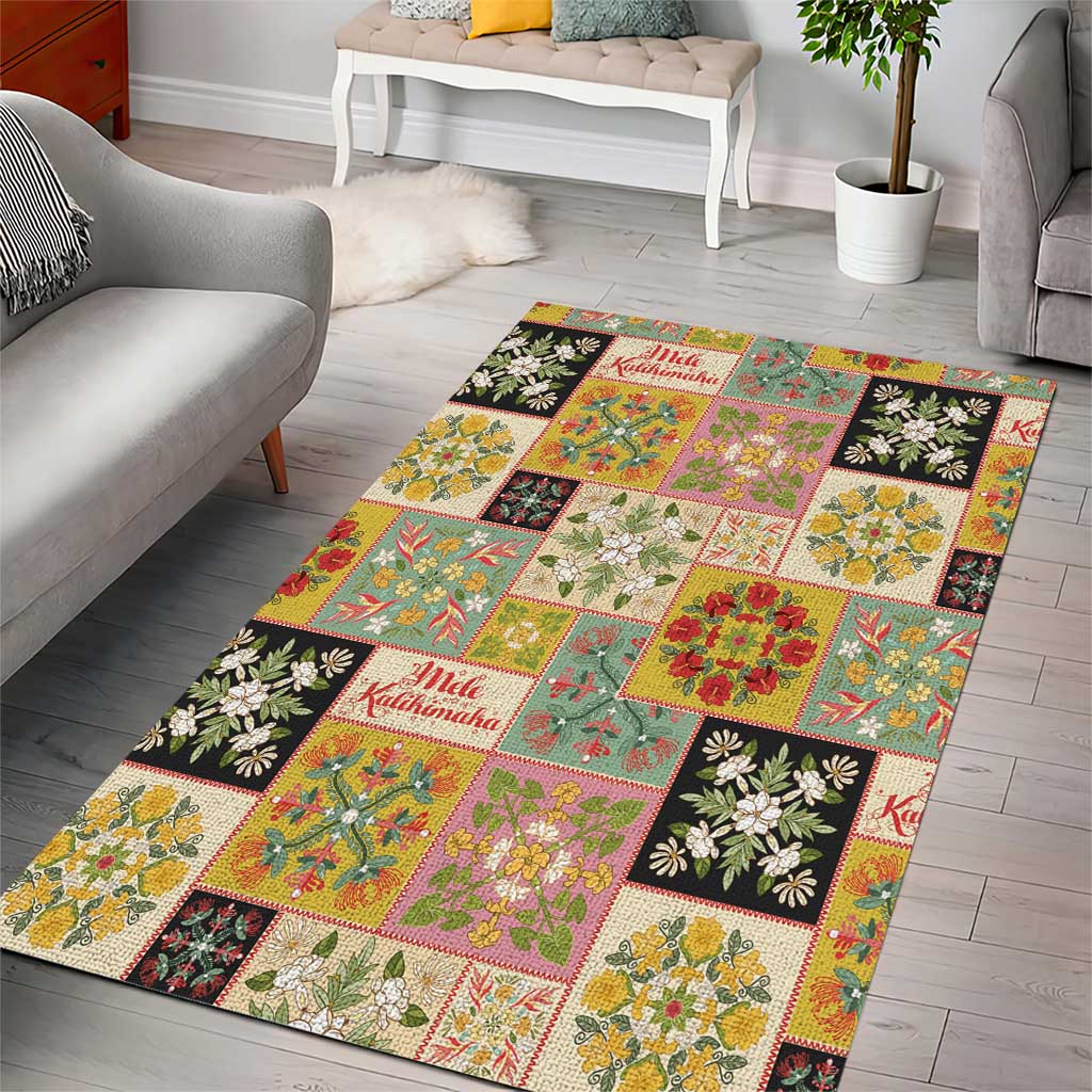 Mele Kalikimaka Hawaii Christmas Area Rug Melemele Mama Seamless Floral Motif LT9 - Polynesian Pride