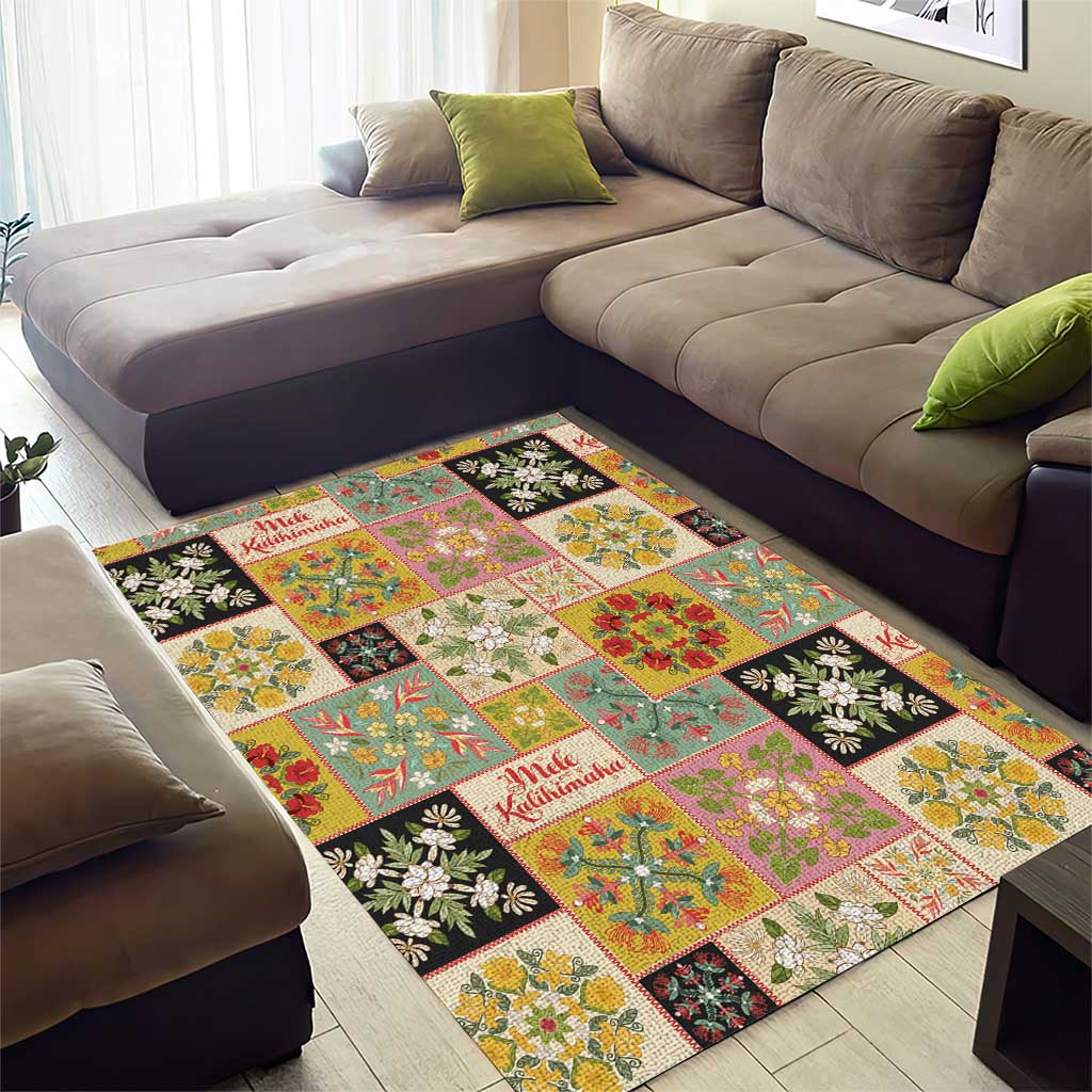 Mele Kalikimaka Hawaii Christmas Area Rug Melemele Mama Seamless Floral Motif LT9 - Polynesian Pride